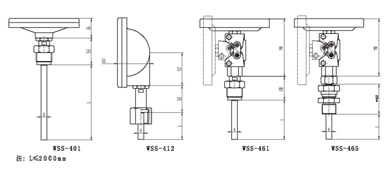 WSS工業雙金屬溫度計（通用型螺紋式）_http://m.gxyifafood.com_雙金屬溫度計_第3張