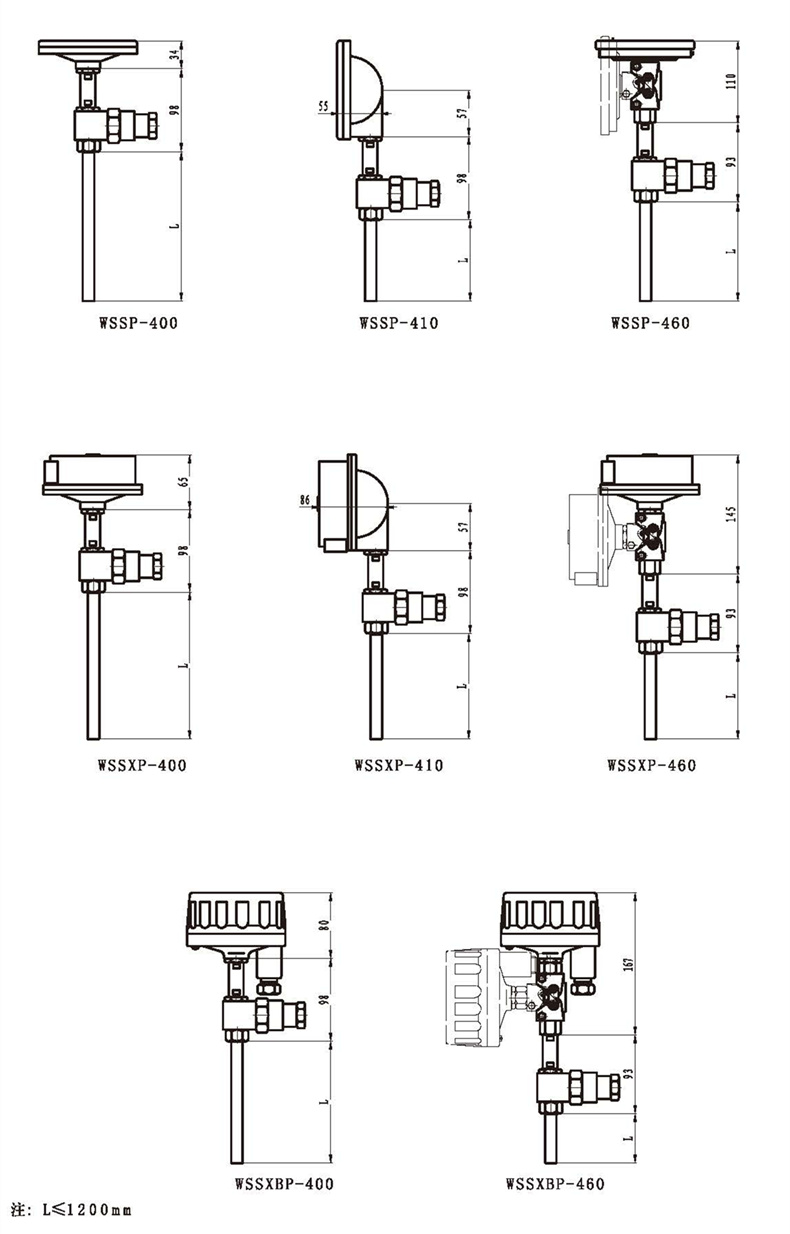 WSSX工業(yè)雙金屬溫度計(jì)（一體化型無固定裝置）_http://m.gxyifafood.com_雙金屬溫度計(jì)_第3張